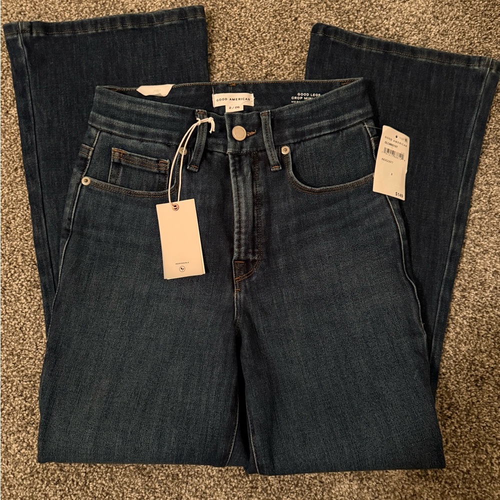 NWT Good American good legs, crop mini boot, mid rise cropped boot cut size 2/26